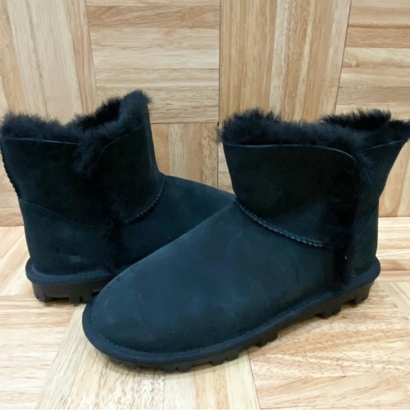 KIRKLAND Signature Genuine Sheepskin Black Shearling Short Boots Size 8 - Picture 1 of 11